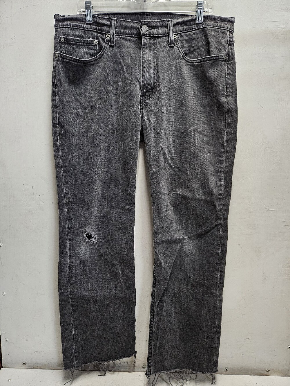 Levis 514 Straight Fit 36x29 Cropped Distressed Mens Black/Grey Jeans Punk Skate